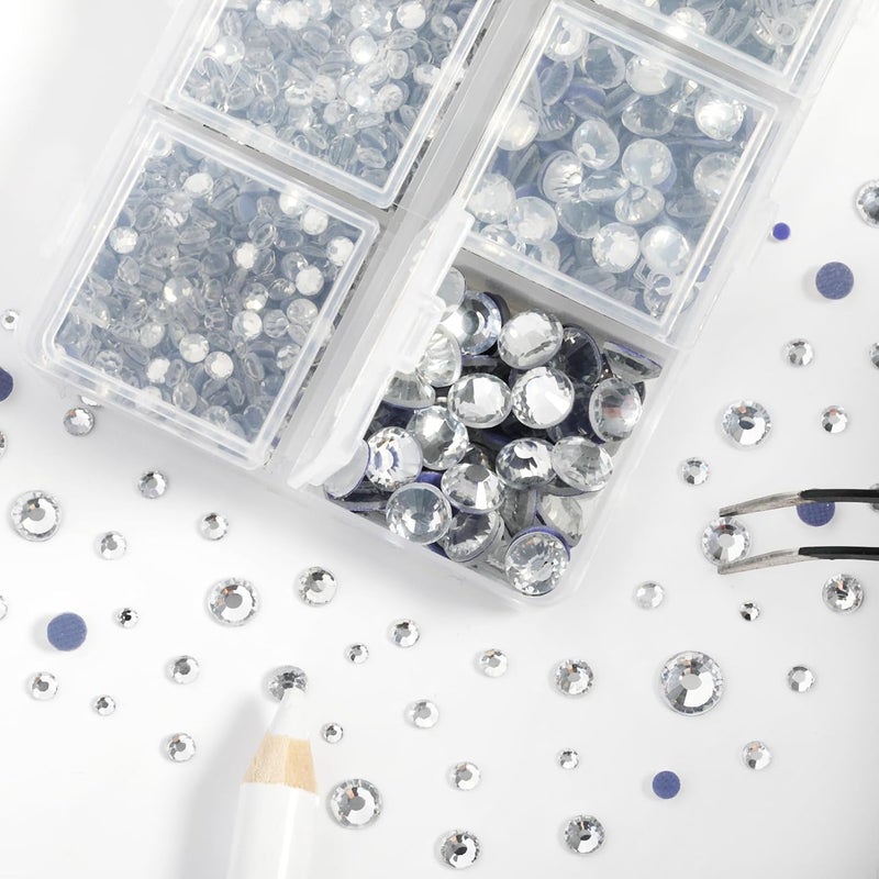 BEADSLAND Hotfix Rhinestones 3960pcs, White Rhinestone for Clothes, Hot Fix Crystals Rhinestones with Tweezers and Wax Pencil Kit,Mixed 5 Sizes, SS6-SS30, Crystal - Image 3